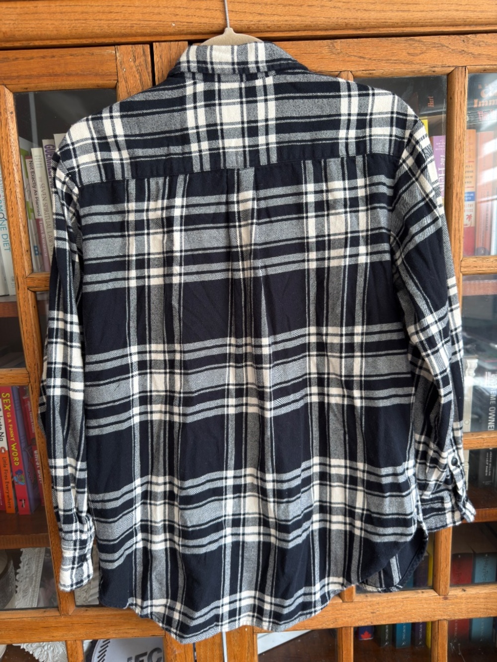 GAP Black & White Plaid Flannel Shirt XS 100% Cotton - Picture 3 of 6